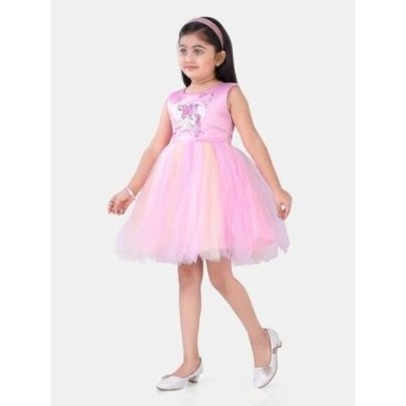 Girls Pink Unicorn Tulle Dress by Poplins Kids Princes Party Pony Wings Heart - Picture 6 of 11